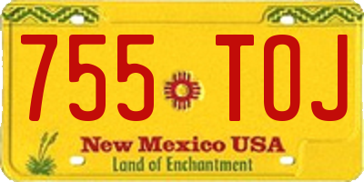 NM license plate 755TOJ