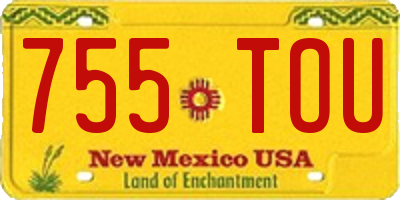 NM license plate 755TOU
