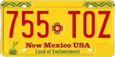 NM license plate 755TOZ