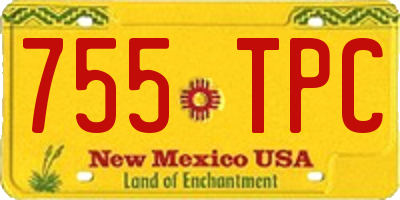 NM license plate 755TPC