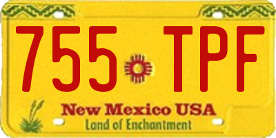 NM license plate 755TPF