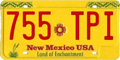 NM license plate 755TPI