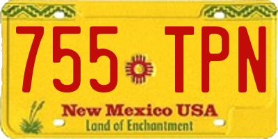 NM license plate 755TPN