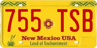 NM license plate 755TSB