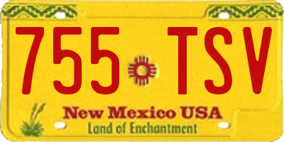 NM license plate 755TSV