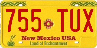NM license plate 755TUX