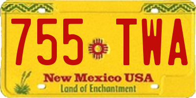 NM license plate 755TWA