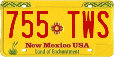 NM license plate 755TWS