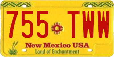 NM license plate 755TWW