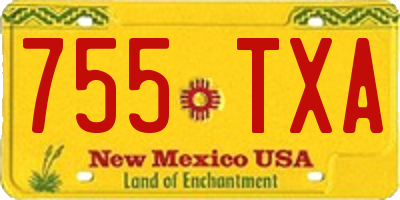 NM license plate 755TXA