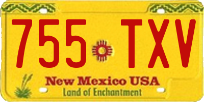 NM license plate 755TXV