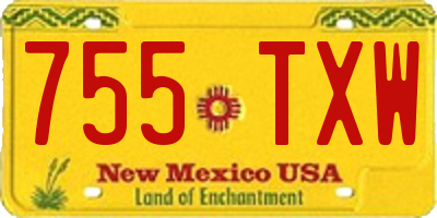 NM license plate 755TXW