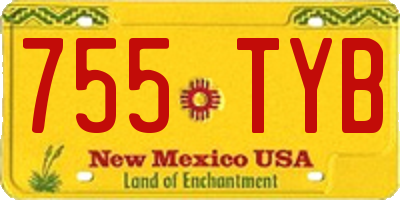 NM license plate 755TYB