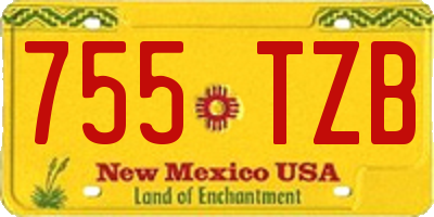 NM license plate 755TZB