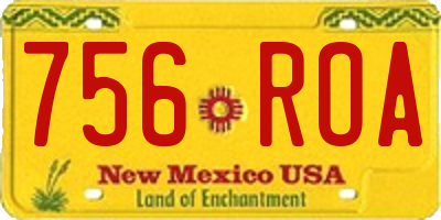 NM license plate 756ROA
