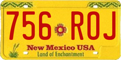 NM license plate 756ROJ