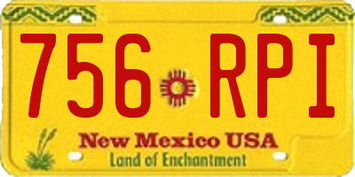 NM license plate 756RPI