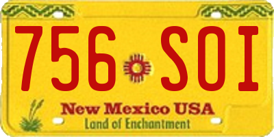 NM license plate 756SOI