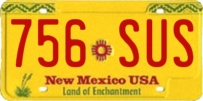 NM license plate 756SUS