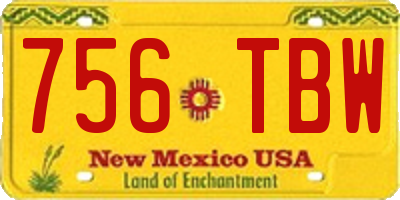 NM license plate 756TBW