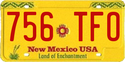 NM license plate 756TFO