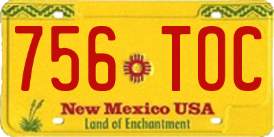 NM license plate 756TOC