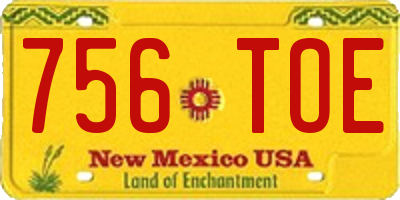 NM license plate 756TOE