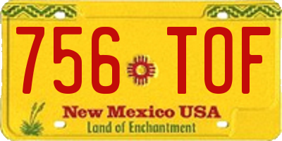 NM license plate 756TOF