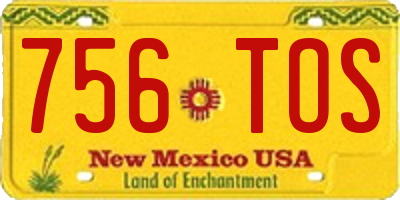 NM license plate 756TOS