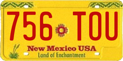 NM license plate 756TOU