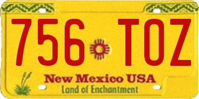 NM license plate 756TOZ