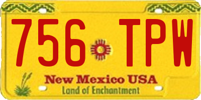 NM license plate 756TPW