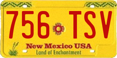 NM license plate 756TSV