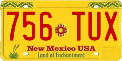 NM license plate 756TUX