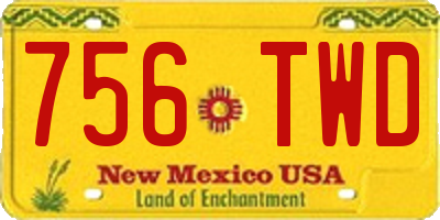 NM license plate 756TWD