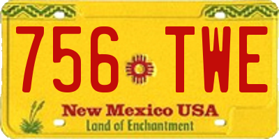 NM license plate 756TWE