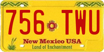 NM license plate 756TWU
