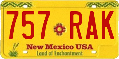 NM license plate 757RAK