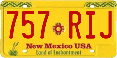 NM license plate 757RIJ