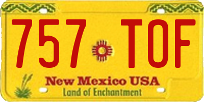 NM license plate 757TOF