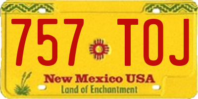 NM license plate 757TOJ