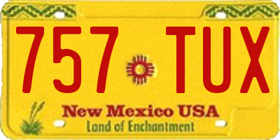 NM license plate 757TUX