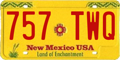 NM license plate 757TWQ