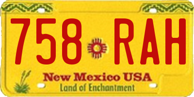 NM license plate 758RAH