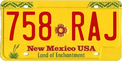 NM license plate 758RAJ