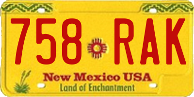 NM license plate 758RAK