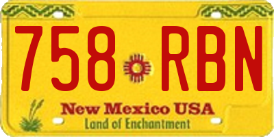 NM license plate 758RBN