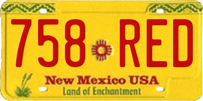 NM license plate 758RED