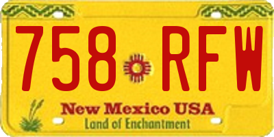 NM license plate 758RFW