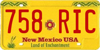 NM license plate 758RIC